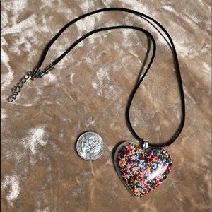 Handmade Resin Puffy Heart Sprinkle Necklace